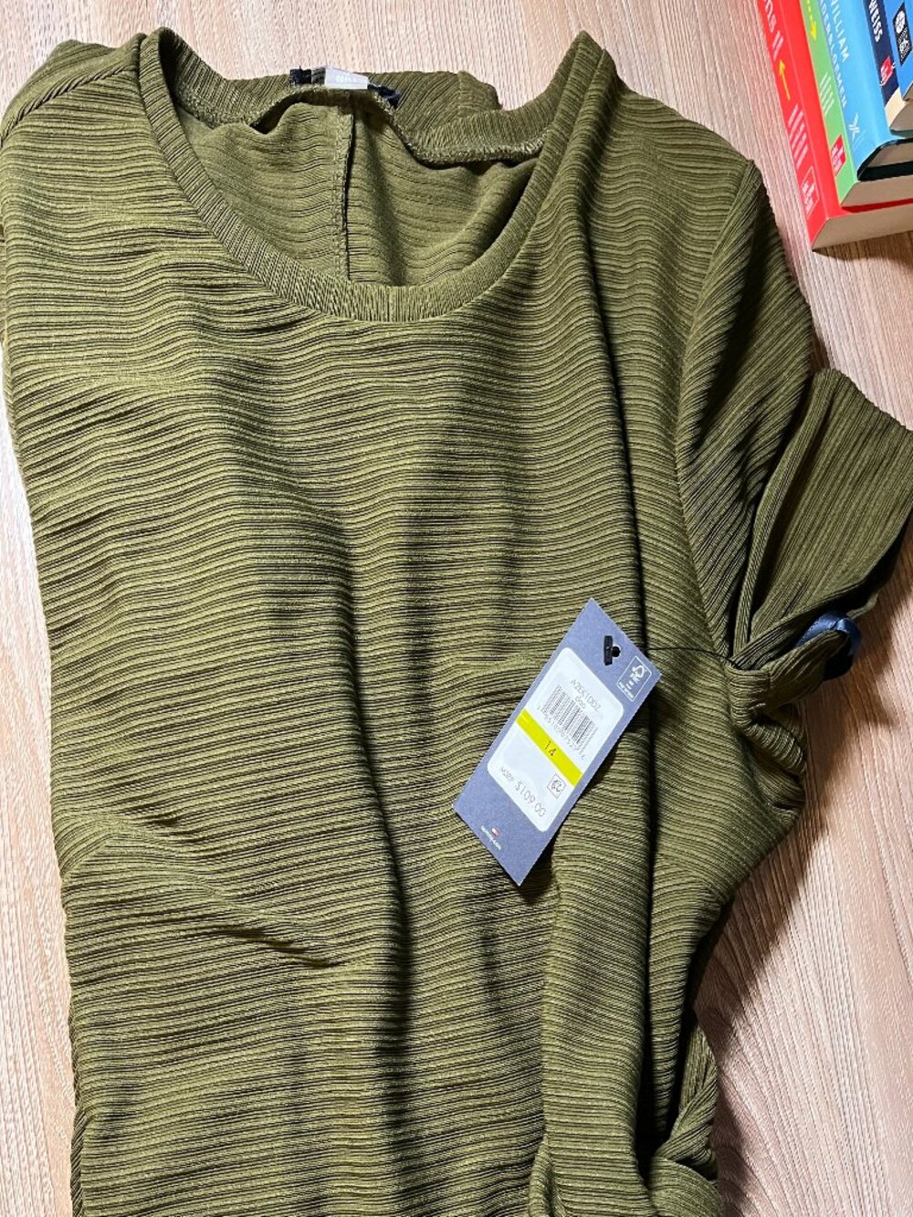 NWT Tommy Hilfiger Olive Green Ribbed Midi Dress - Size 14 - MSRP $109